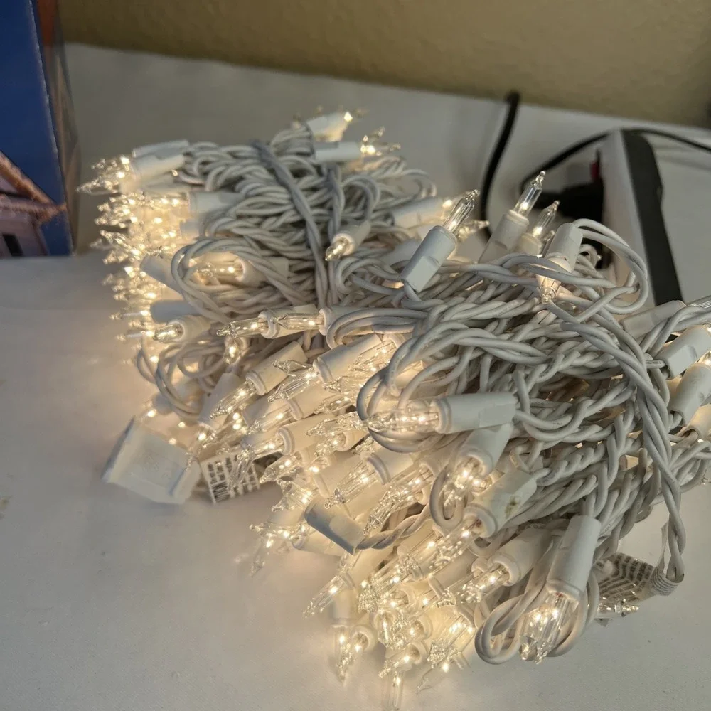 New- 2/ Holiday Living Icicle Lights 300 Each -Clear White Wire Christmas 17.7'